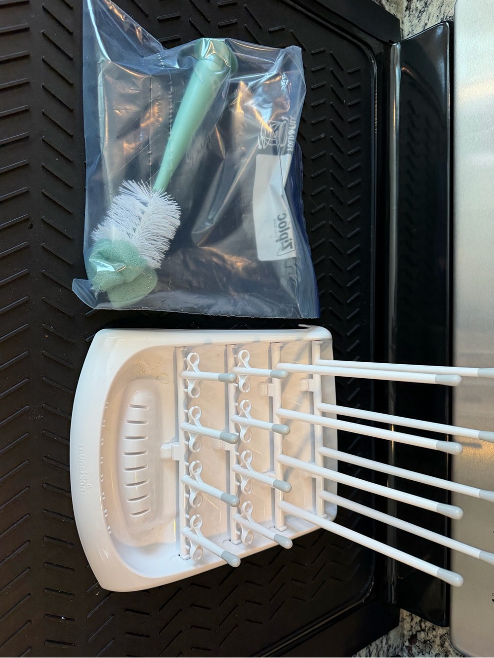Mint and White Bottle Brush and Drying Rack Set